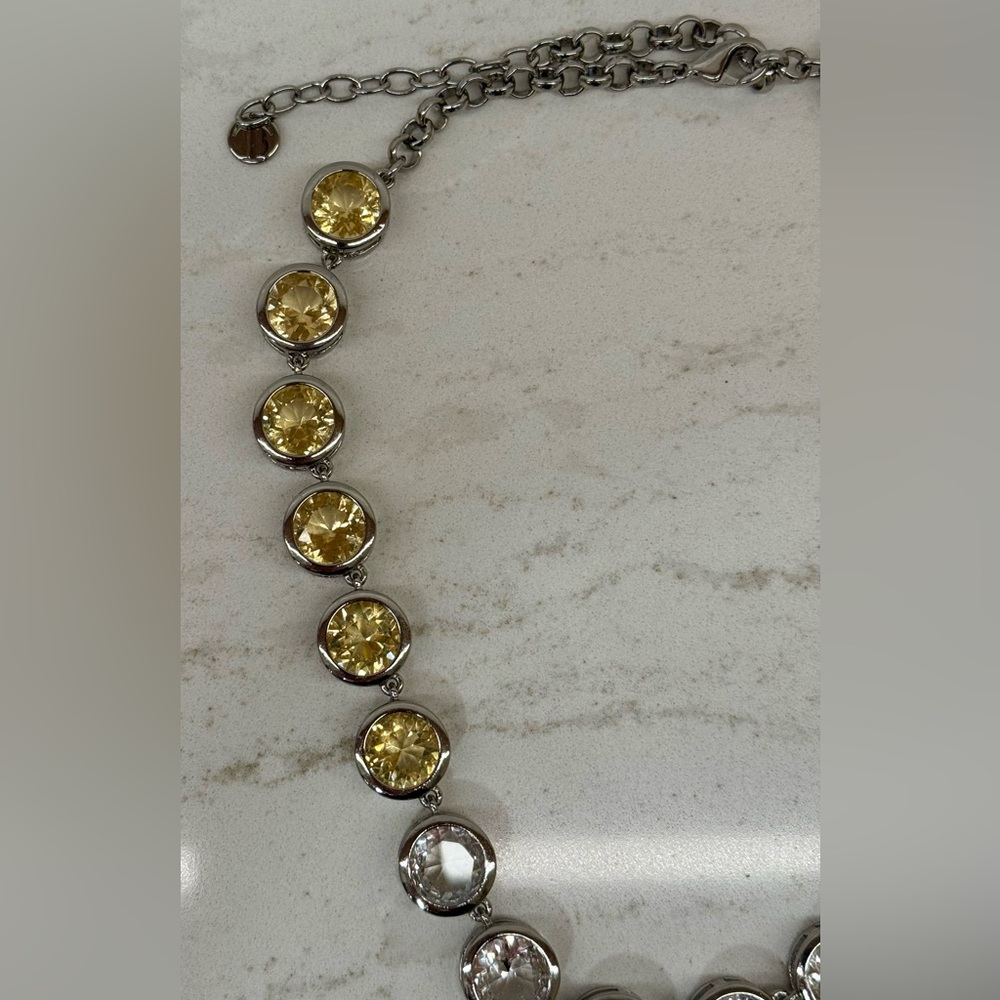 Talbots Crystal Statement Silver Tone Necklace | … - image 4